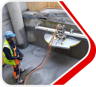 Ralkore operator cutting reinforced concrete