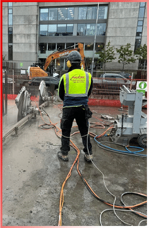 Concrete floor cutting with professional equipment